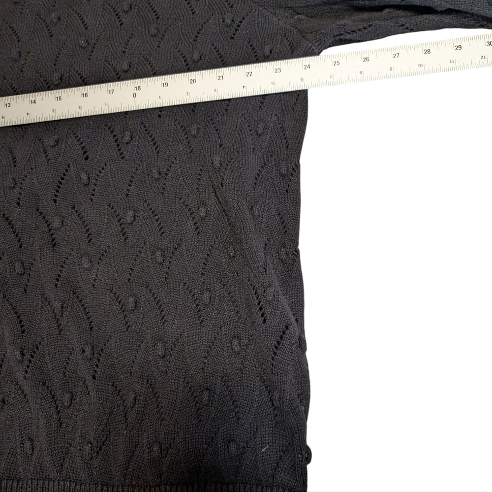 Ann Taylor Lacy Medium Weight Black Knit Sweater Women's XL - Picture 7 of 8